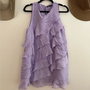 Zara Lavender Ruffled Sleeveless Shift Dress